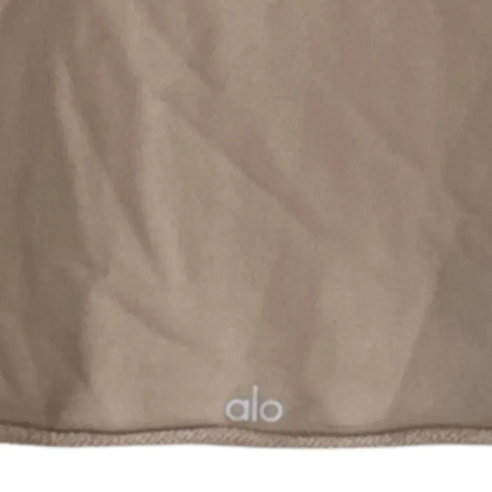 Alo Yoga Effortless Cropped Hoodie Womens Sz M Taupe Cotton Blend Raw Edge
